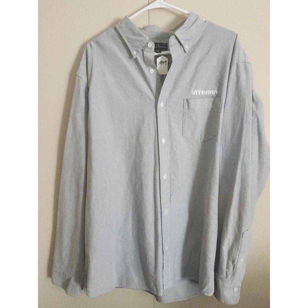 M49 Brooks Brothers gray Mens Long-Sleeve button down oxford causal/ work Shirt
